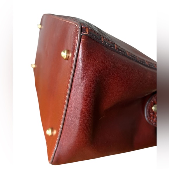 Brahmin Cognac Croc Leather Satchel Bag EUC - Picture 7 of 12